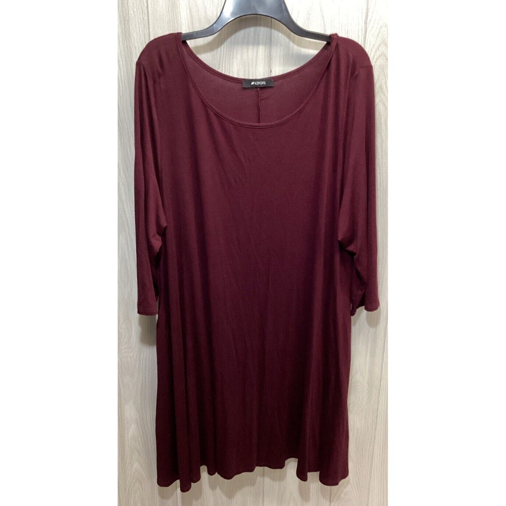 42 POPS Women's (Size 3XL) Long Sleeve Round‎ Neck Floral Shirt Dress Stretch
